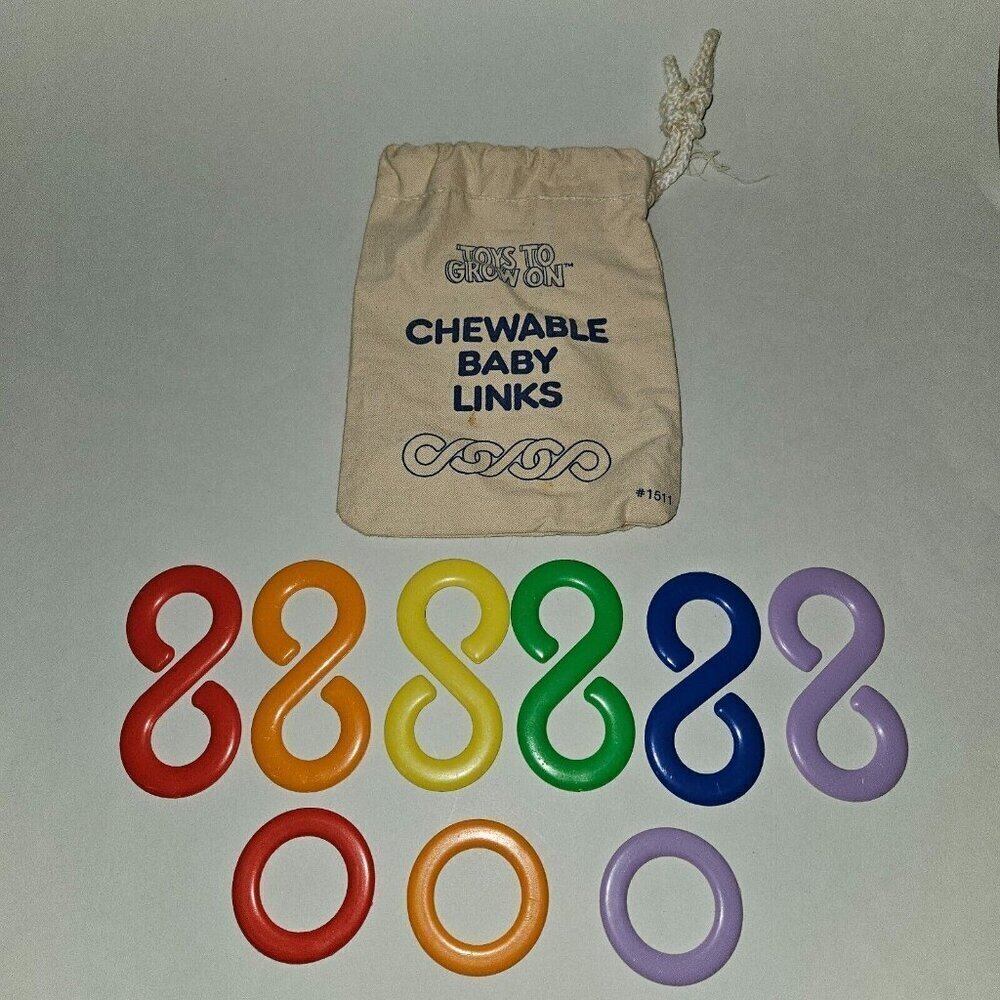 9 Chewable Baby Links Toy Lot Loop Hook Ring Rainbow Toys To Grow On Lot #1511